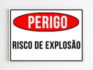 kit 10 placas de sinalização perigo risco de explosão