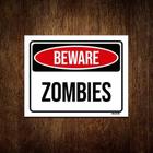 Kit 10 Placas Decorativa - Beware Zombies Perigo Zumbis