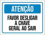 Kit 10 Placas Favor Desligar Chave Geral Ao Sair - Sinalizo