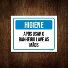 Kit 10 Placas Higiene Após Usar Banheiro Lave As Mãos