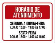 Kit 10 Placas Horário Atendimento Segunda Quinta Sexta 36X46