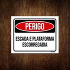 Kit 10 Placas Perigo Escada Plataforma Escorregadia