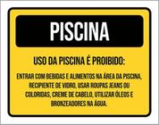 Kit 10 Placas Piscina Amarela Proibido 36X46