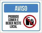 Kit 10 Placas Proibido Comer Beber Neste Local 36X46