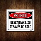 Kit 10 Placas Proibido Descartar Lixo Através Do Ralo