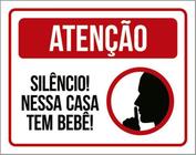 Kit 10 Placas Silêncio Nessa Casa Tem Bebê 36X46