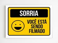 kit 10 Placas sinalização sorria você está sendo filmado mdf