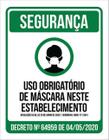 Kit 10 Placas Verde Uso Obrigatório Máscara Estabelecimento