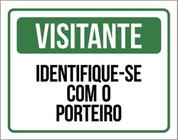 Kit 10 Placas Visitante Identifique-Se Porteiro 36X46