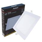 Kit 10 Plafon Quadrado Embutir 12w 17x17cm Branco Quente 3000K - Avant