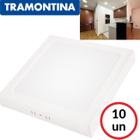 Kit 10 Plafon Sobrepor Luminária Led Branco 18W Quadrado Tramontina 2 Anos De Garantia