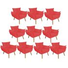 Kit 10 Poltrona Cadeira Decorativa Opala Sala de Estar Recepção Consultório Escritório Suede Vermelho - KDAcanto Móveis