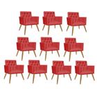 Kit 10 Poltrona Cadeira Nina Captone Decorativa Recepção Sala De Estar Tecido Sintético Vermelho - KDAcanto Móveis