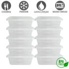 Kit 10 Pote Marmita Retangular 1500ml Microondas Freezer Refeição Polipropileno Premium