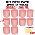 Kit 10 Potes de Vidro Rosa 120ml c/ Tampa em Madeira - Senhora Madeira