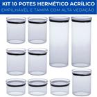 Kit 10 Potes Hermético Redondo Lumini 480ml /1000ml /2200ml