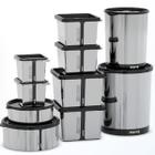 Kit 10 Potes Para Alimentos Metallic C/Tampa Bpa Free Potte