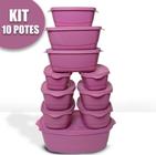 Kit 10 Potes Plástico BPA Free com Tampa Conjunto