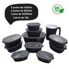 Kit 10 Potes Plásticos Com Tampa Herméticos BPA Free + Jarra de Suco