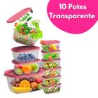 Kit 10 Potes Transparente BPA Free Com Tampa Colorida Conjunto Cozinha