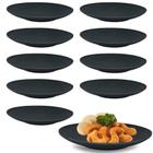 Kit 10 Pratos 25cm Raso em Melamina Preto Comida Japonesa Bestfer