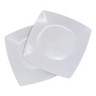 KIT 10 Pratos Quadrados Plástico Branco Refeição Lanchonete