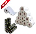 Kit 10 Rolos Etiqueta 10x3 100x30 Couche Adesiva + 5 Ribbons Cera