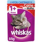 kit 10 saches Whiskas castrados sabor carne ao molho 85 gr.