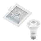 Kit 10 Spot Embutir Par20 Quadrado Recuado Branco + Lâmpada Led 4,8w 4000k