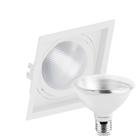 Kit 10 Spot Embutir Quadrado Recuado Par30 Branco + Lâmpada Led 10w 2700k