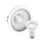 Kit 10 Spot Embutir Redondo Recuado Par20 Branco + Lâmpada Led 4,8w 2700k