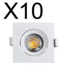 KIT 10 SPOT LED QUADRADO DIRECIONAVEL EMBUTIR 3W BRANCO QUENTE 3000k BIVOLT GALAXY