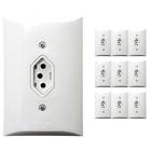 Kit 10 Tomada Simples 2p+t 10A Com Placa Espelho Branco Bivolt Com Inmetro 127V e 250V