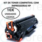 Kit 10 Toner Compatível com Impressoras P1102w M1132 M1210 Ce285a cb435a cb436a 85a Universal