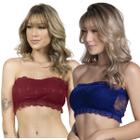 Kit 10 Tops Faixa Renda Lingerie Sem Alça e Sem Bojo