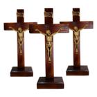 Kit 10 un Cruz Crucifixo Mesa Em Madeira 24,5 Cm