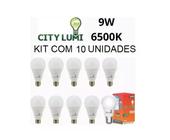 Kit 10 unidades Lâmpada LED 9W Bulbo City Lumi Bivolt Econômica 6500K Branca Fria E27 (1 Ano de garantia)