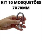 Kit 10 Unidades Mosquetão Resistente Segurança Galvanizado 7x70mm 180kg