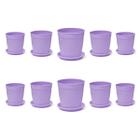 Kit 10 Vasos + 10 Pratos Jardim 1,7 Litros Lilás Nutriplan