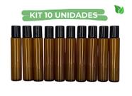 KIT 10 - Vidrinho Roll On Ambar 10ml Tampa Preta