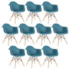 KIT - 10 x cadeiras Charles Eames Eiffel DAW com braços - Base de madeira clara -