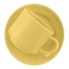 Kit 10 Xícaras Com Pires Biona Amarelo Oxford Cerâmica 180M
