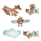 Kit 100 adesivos de Parede Menino Aviões Nuvens Infantil
