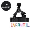 Kit 100 Cabide Infantil Titureiro Reforçado Organizar Roupas - PRETO - VALE MIXX