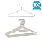 Kit 100 Cabides Cinza Metal Emborrachado PVC Antideslizante - Organização de Roupas Adulto