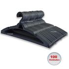 Kit 100 Cabides Preto para Camisas - Básico Plástico Ficone Decor