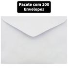 Kit 100 Envelopes Carta Branco 114x162mm Branco Sem Rpc