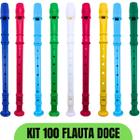 Kit 100 Flauta Doce Infantil Prenda Lembrancinha Festa Criança Brinquedo Aniversário Atacado