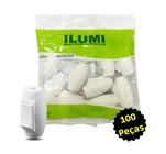 Kit 100 Interruptor Pera Meios Fio Abajur Ilumi Branco