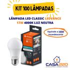 Kit 100 Lâmpadas Led 17W E27 4.000K Luz Neutra Bivolt Ledvance